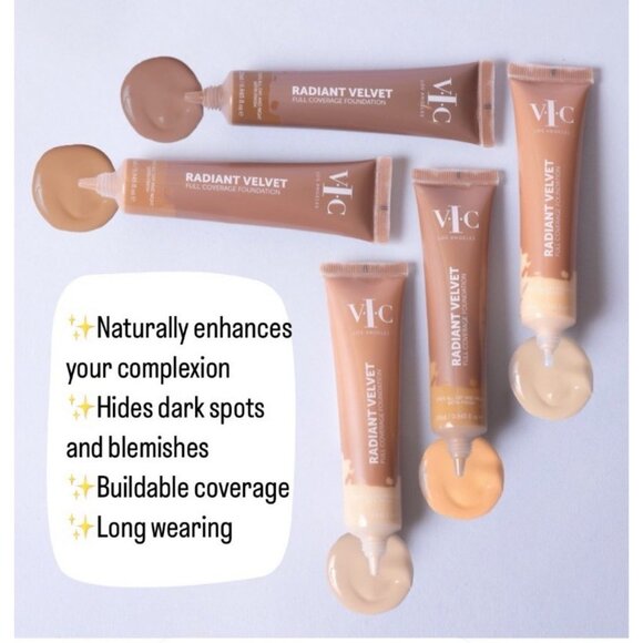 VIC L.A. Radiant Velvet Full Coverage Foundation C42 Light/Medium Tan Collagen - Picture 4 of 10
